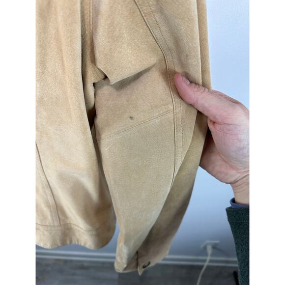 Boston Proper Suede Jacket Tan Snap Front Size Medium Boho Cottage - Picture 12 of 14